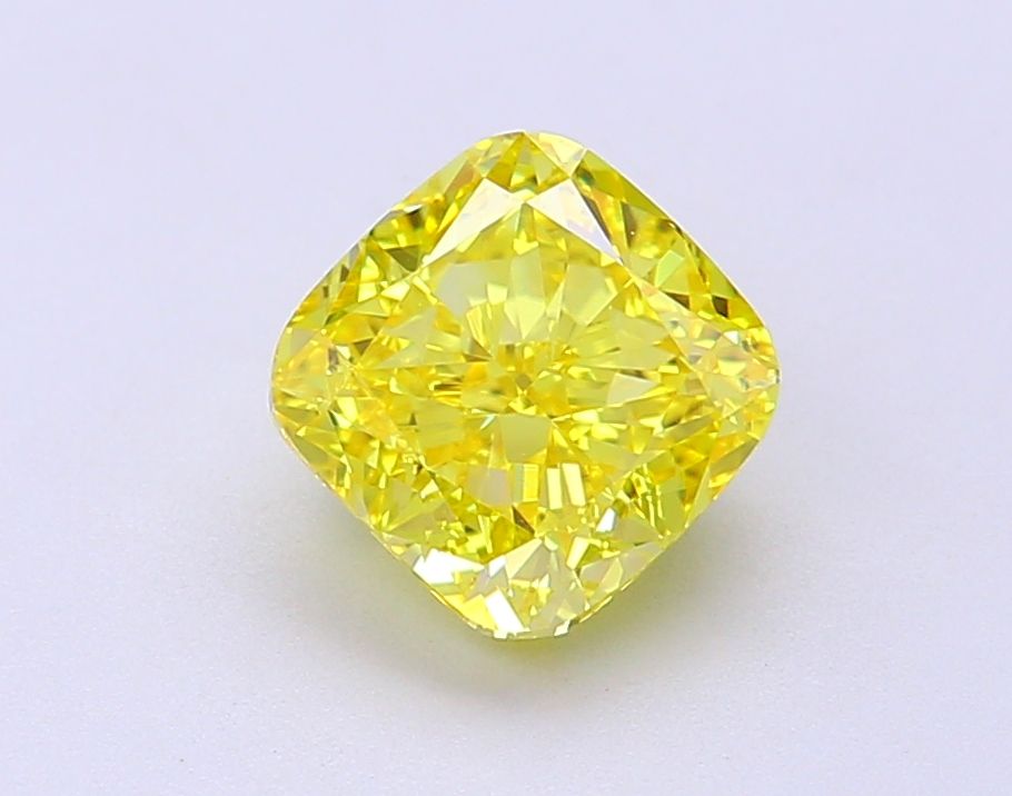 Lab-Grown Cushion Diamond - 2.02 Carats, Fancy Vivid Yellow Color, VVS2 Clarity - Certified by IGI - Report Number: LG687528311