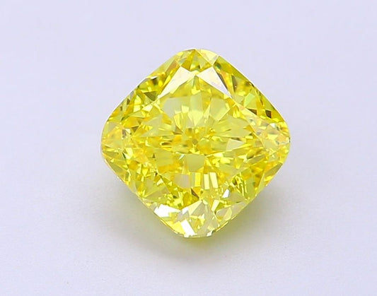 Lab-Grown Cushion Diamond - 2.02 Carats, Fancy Vivid Yellow Color, VVS2 Clarity - Certified by IGI - Report Number: LG687528311