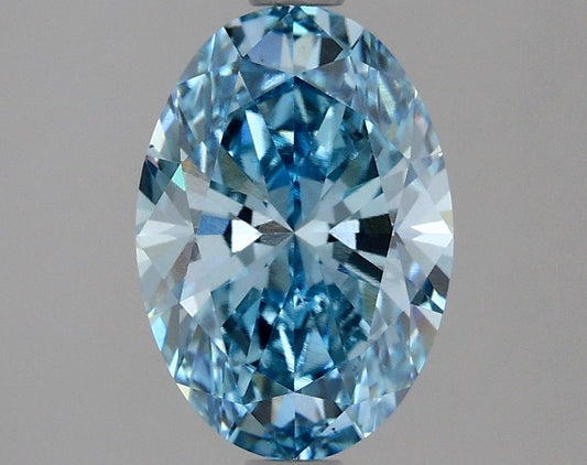 Lab-Grown Oval Diamond - 2.0 Carats, Fancy Vivid Blue Color, VS1 Clarity - Certified by IGI - Report Number: LG636422535