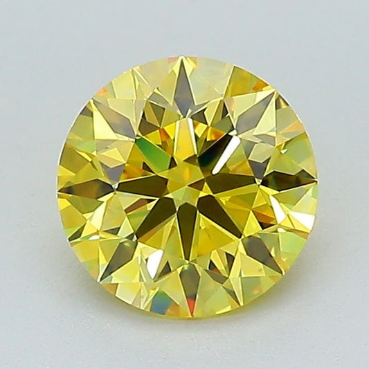 Lab-Grown Round Diamond - 1.05 Carats, Fancy Vivid Yellow Color, VVS1 Clarity - Certified by IGI - Report Number: LG678573744