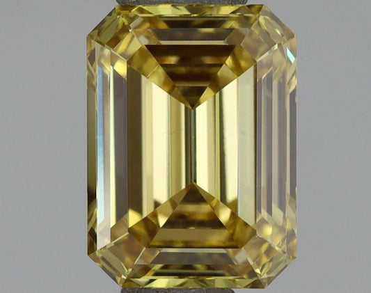 Lab-Grown Emerald Diamond - 1.01 Carats, Fancy Intense Yellow Color, VVS2 Clarity - Certified by IGI - Report Number: LG654408692