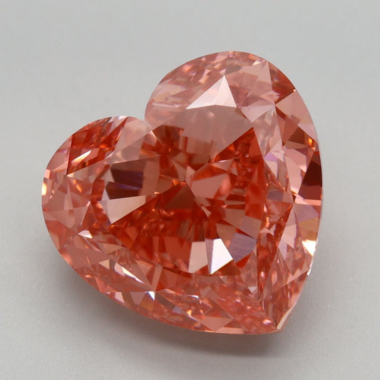 Lab-Grown Heart Diamond - 7.63 Carats, Fancy Vivid Pink Color, VVS2 Clarity - Certified by IGI - Report Number: LG656463847