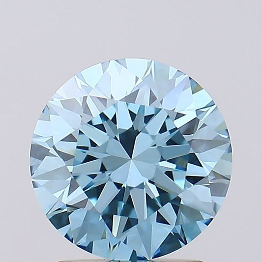 Lab-Grown Round Diamond - 2.03 Carats, Fancy Vivid Blue Color, VVS2 Clarity - Certified by IGI - Report Number: LG610317184