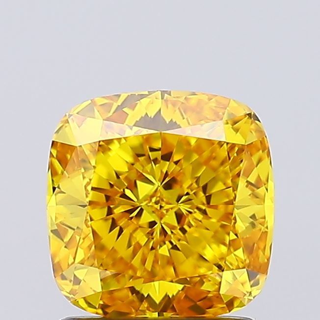 Lab-Grown Cushion Diamond - 1.54 Carats, Fancy Vivid Yellow Color, VVS2 Clarity - Certified by IGI - Report Number: LG650486224