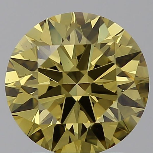 Lab-Grown Round Diamond - 1.89 Carats, Fancy Intense Yellow Color, VS2 Clarity - Certified by IGI - Report Number: LG595381650