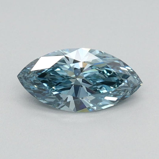 Lab-Grown Marquise Diamond - 0.46 Carats, Fancy Intense Blue Color, VVS2 Clarity - Certified by IGI - Report Number: LG584356916