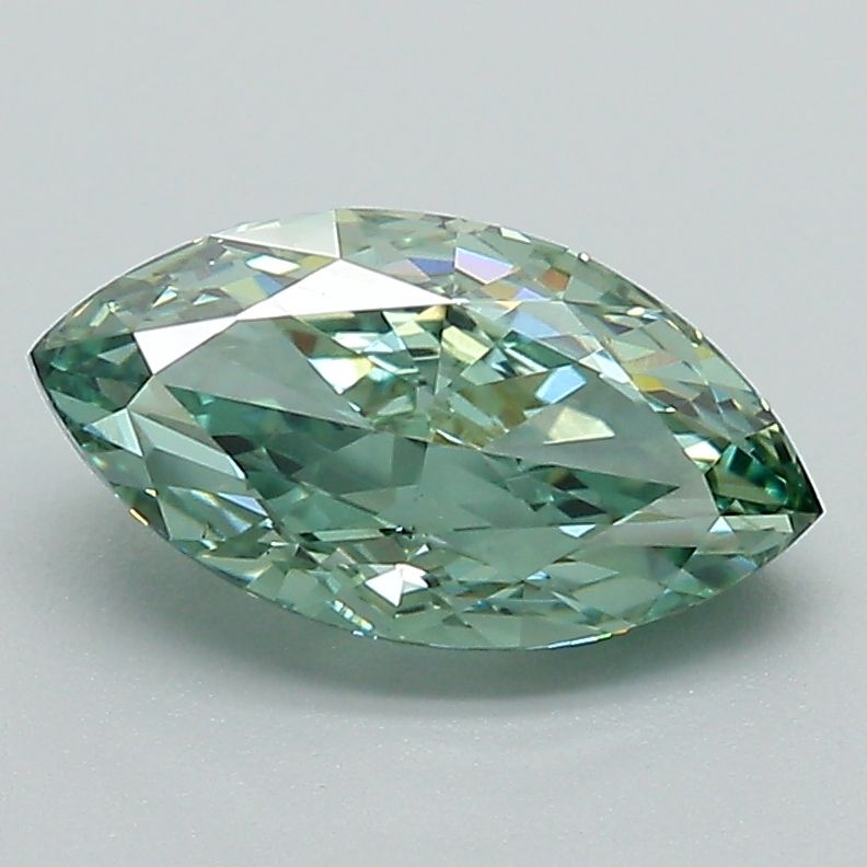 Lab-Grown Marquise Diamond - 1.59 Carats, Fancy Vivid Green Color, VS1 Clarity - Certified by IGI - Report Number: LG637451993