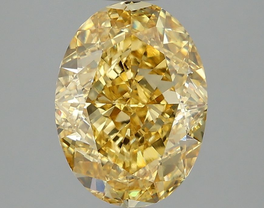 Lab-Grown Oval Diamond - 3.07 Carats, Fancy Vivid Yellow Color, VVS2 Clarity - Certified by IGI - Report Number: LG674503491