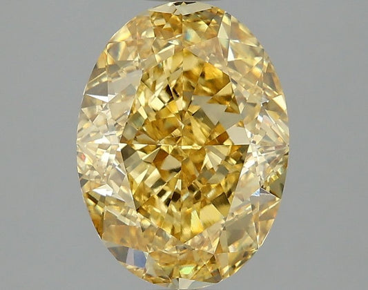 Lab-Grown Oval Diamond - 3.07 Carats, Fancy Vivid Yellow Color, VVS2 Clarity - Certified by IGI - Report Number: LG674503491