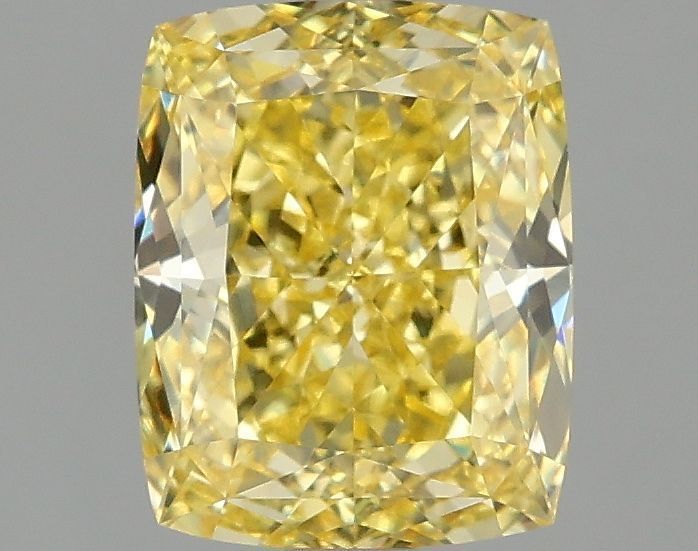 Lab-Grown Cushion Diamond - 2.1 Carats, Fancy Vivid Yellow Color, VVS2 Clarity - Certified by IGI - Report Number: LG670424544
