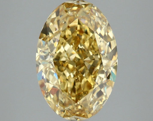 Lab-Grown Oval Diamond - 4.1 Carats, Fancy Intense Yellow Color, VVS2 Clarity - Certified by IGI - Report Number: LG663405897