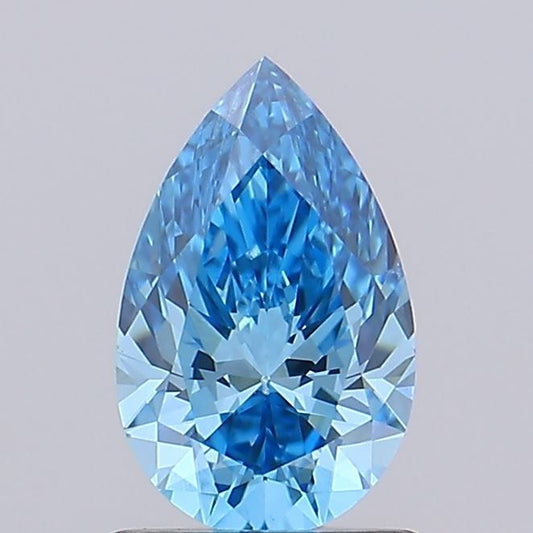 Lab-Grown Pear Diamond - 1.01 Carats, Fancy Vivid Blue Color, VS2 Clarity - Certified by IGI - Report Number: LG667453634