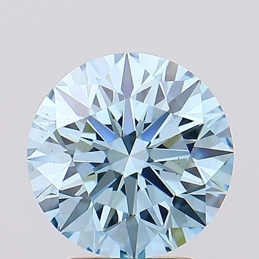 Lab-Grown Round Diamond - 3.03 Carats, Fancy Vivid Blue Color, VS2 Clarity - Certified by IGI - Report Number: LG685576093