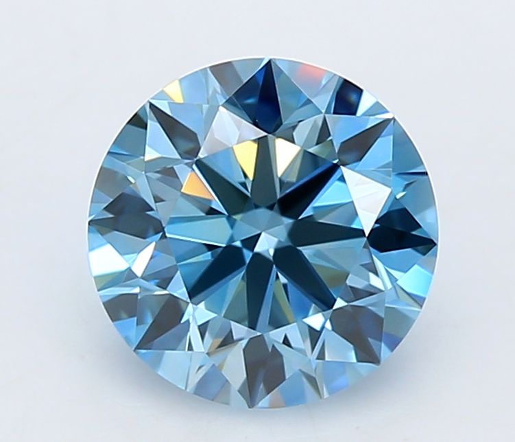 Lab-Grown Round Diamond - 0.46 Carats, Fancy Intense Blue Color, VVS2 Clarity - Certified by IGI - Report Number: LG662445723