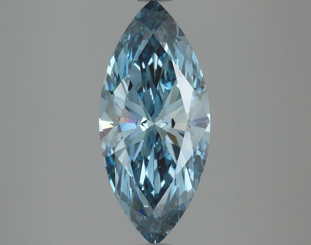 Lab-Grown Marquise Diamond - 2.32 Carats, Fancy Vivid Blue Color, VS1 Clarity - Certified by IGI - Report Number: LG621483069