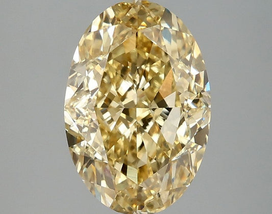 Lab-Grown Oval Diamond - 3.06 Carats, Fancy Vivid Yellow Color, VVS2 Clarity - Certified by IGI - Report Number: LG671440714