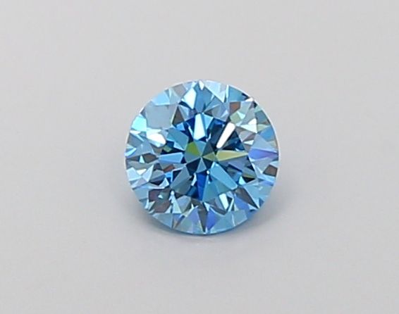 Lab-Grown Round Diamond - 0.53 Carats, Fancy Vivid Blue Color, VVS2 Clarity - Certified by IGI - Report Number: LG677552078
