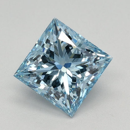 Lab-Grown Princess Diamond - 1.1 Carats, Fancy Intense Blue Color, VS1 Clarity - Certified by IGI - Report Number: LG613350713