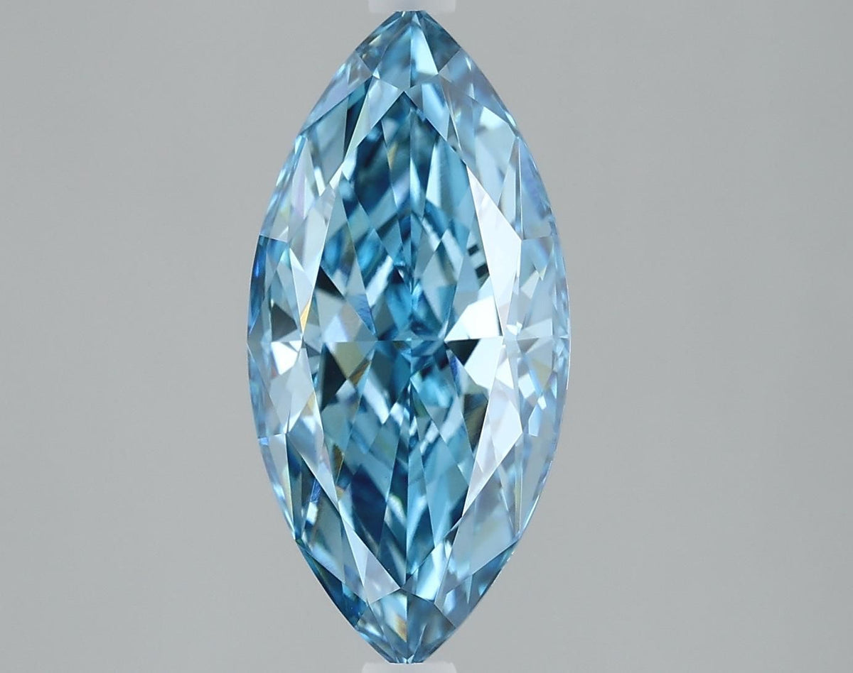 Lab-Grown Marquise Diamond - 2.78 Carats, Fancy Vivid Blue Color, VS1 Clarity - Certified by IGI - Report Number: LG610317164