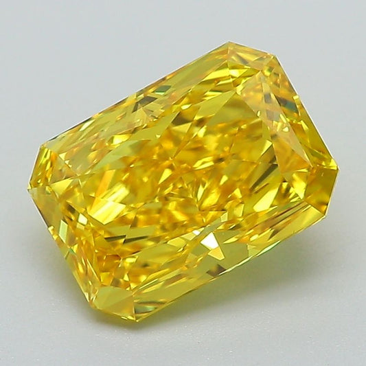 Lab-Grown Radiant Diamond - 2.56 Carats, Fancy Vivid Yellow Color, VVS2 Clarity - Certified by IGI - Report Number: LG586341582