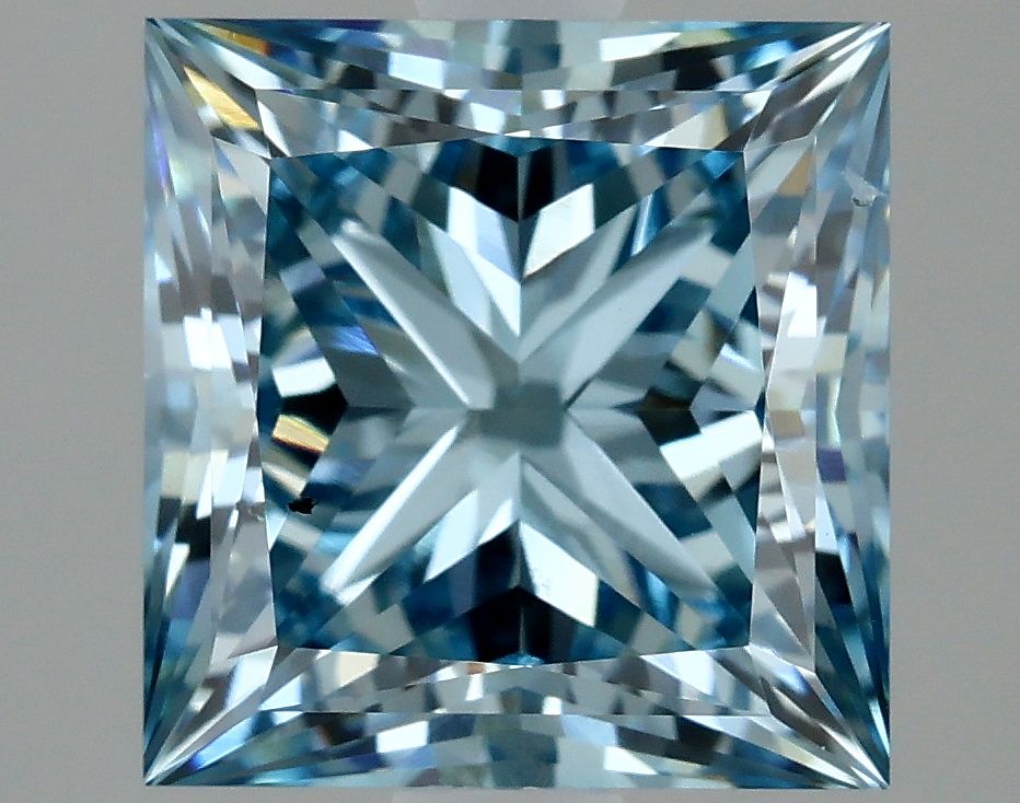 Lab-Grown Princess Diamond - 2.96 Carats, Fancy Intense Blue Color, VS2 Clarity - Certified by IGI - Report Number: LG635403177