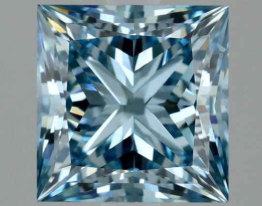 Lab-Grown Princess Diamond - 2.96 Carats, Fancy Intense Blue Color, VS2 Clarity - Certified by IGI - Report Number: LG635403177