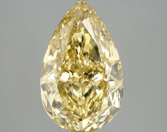 Lab-Grown Pear Diamond - 4.09 Carats, Fancy Intense Yellow Color, VVS2 Clarity - Certified by IGI - Report Number: LG660418570