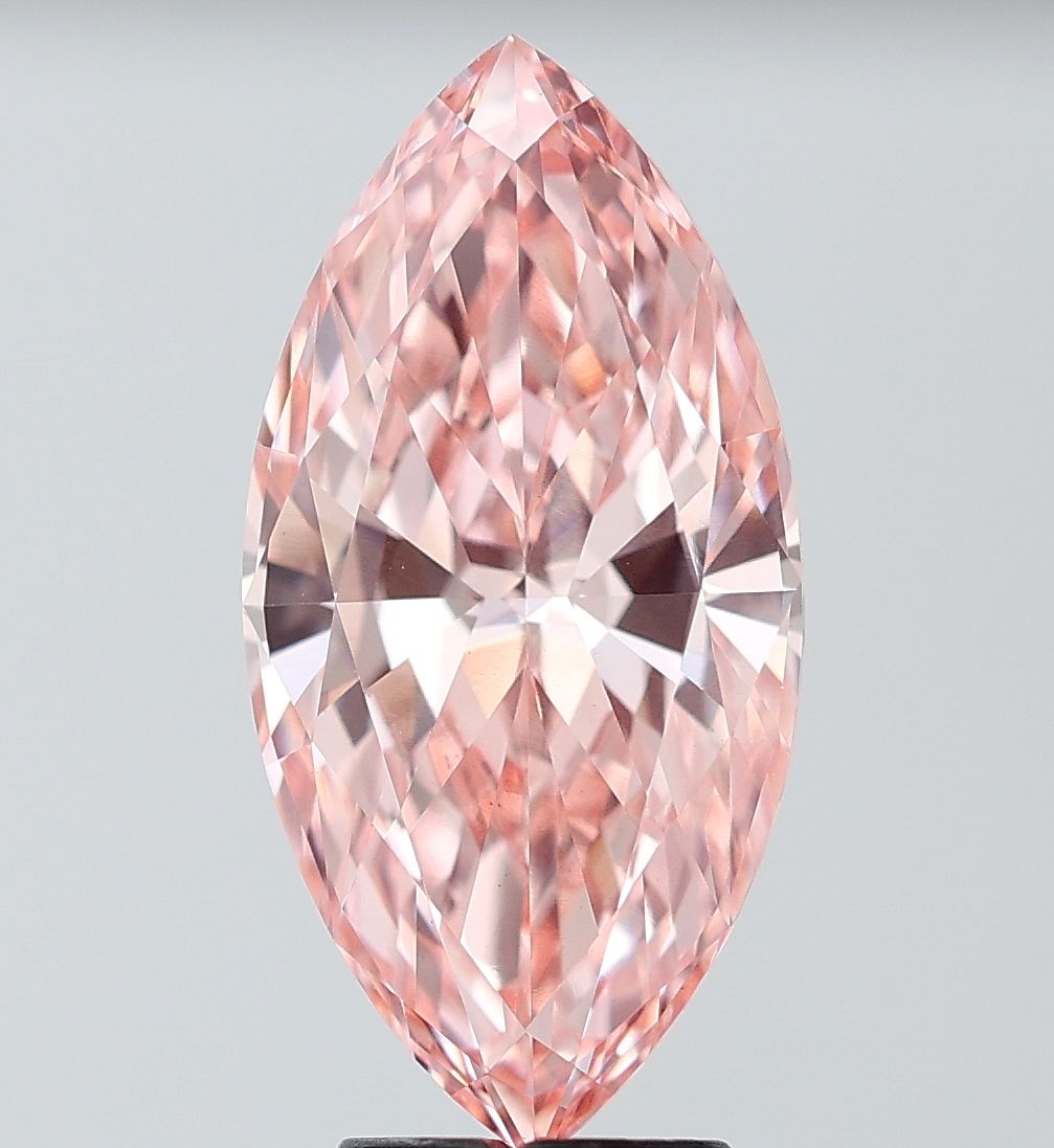 Lab-Grown Marquise Diamond - 4.71 Carats, Fancy Intense Pink Color, VS1 Clarity - Certified by IGI - Report Number: LG680551793