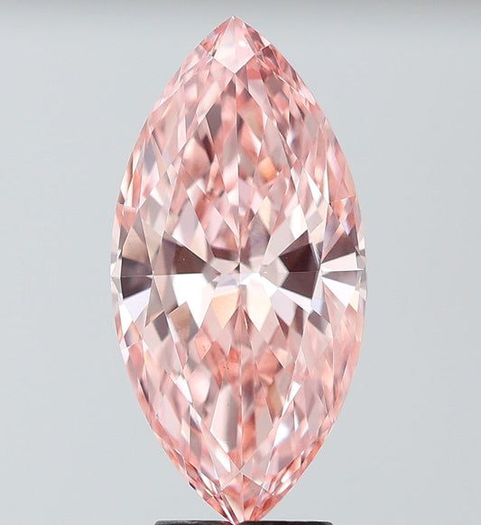 Lab-Grown Marquise Diamond - 4.71 Carats, Fancy Intense Pink Color, VS1 Clarity - Certified by IGI - Report Number: LG680551793