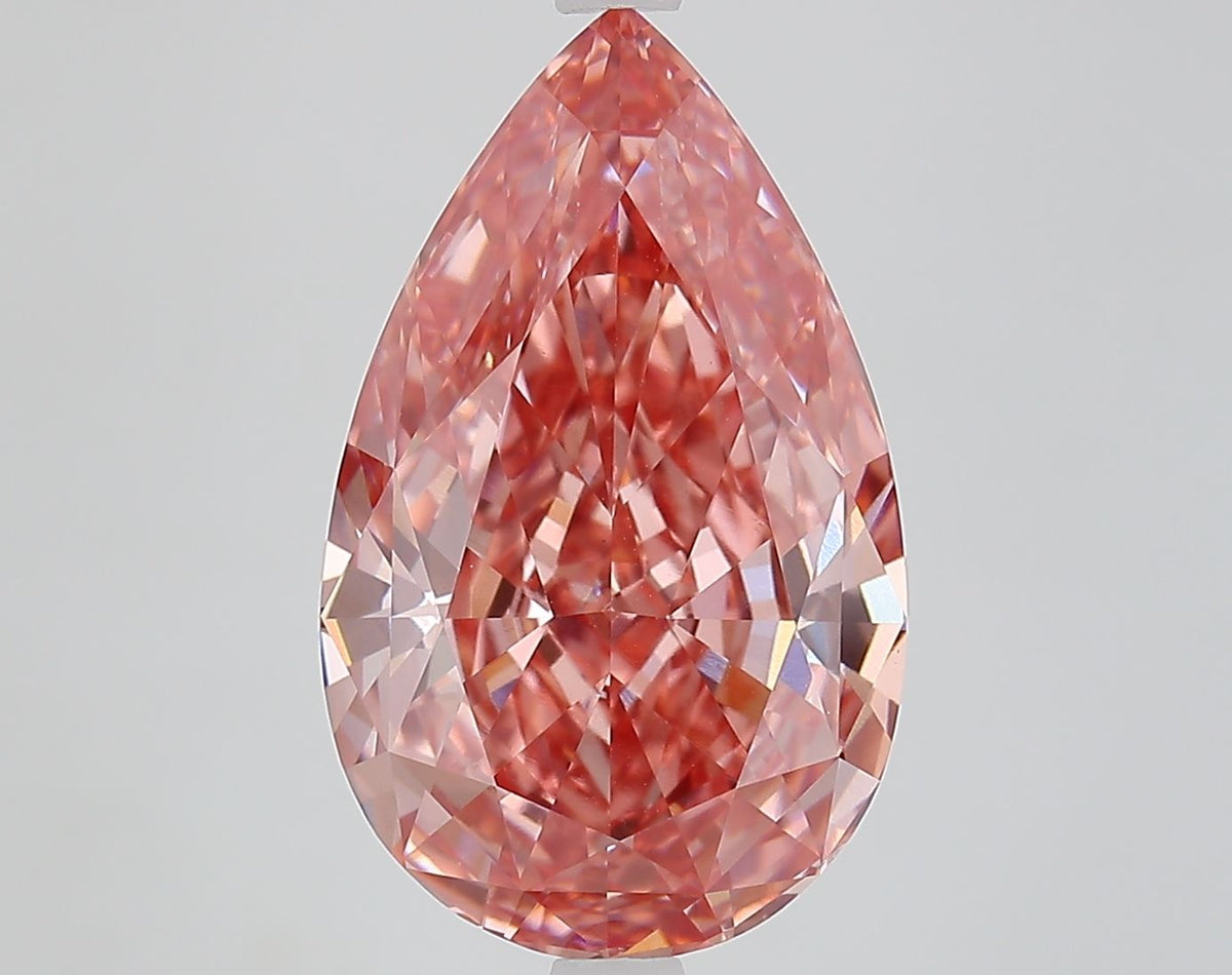 Lab-Grown Pear Diamond - 6.35 Carats, Fancy Vivid Pink Color, VS1 Clarity - Certified by IGI - Report Number: LG651452993
