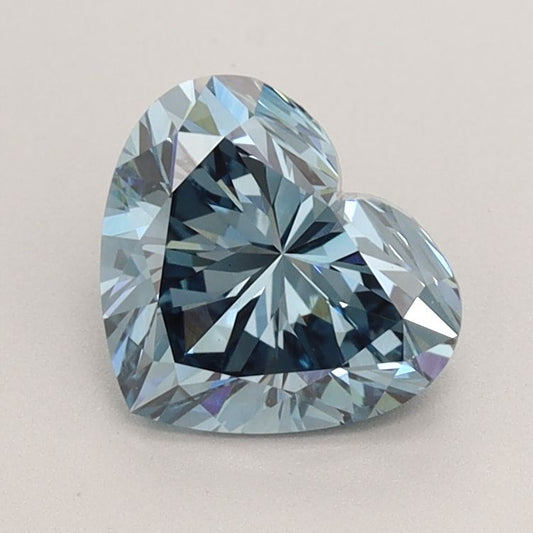 Lab-Grown Heart Diamond - 1.54 Carats, Fancy Vivid Blue Color, VS1 Clarity - Certified by IGI - Report Number: LG613383842
