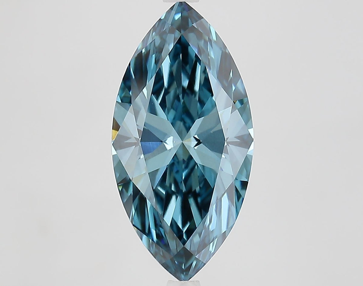 Lab-Grown Marquise Diamond - 4.05 Carats, Fancy Vivid Blue Color, VVS2 Clarity - Certified by IGI - Report Number: LG687594386