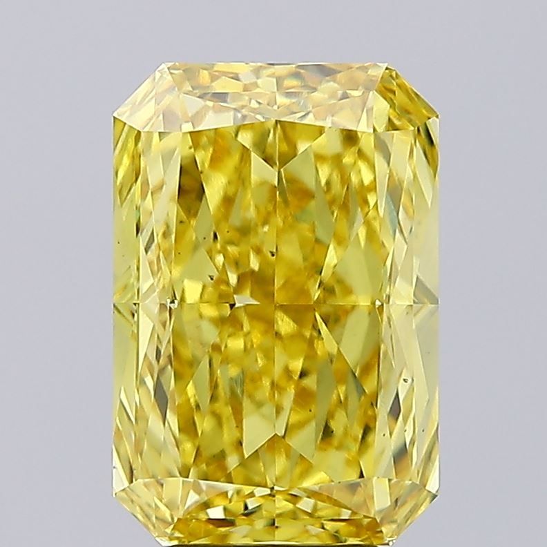 Lab-Grown Radiant Diamond - 6.1 Carats, Fancy Vivid Yellow Color, VS2 Clarity - Certified by IGI - Report Number: LG662422336