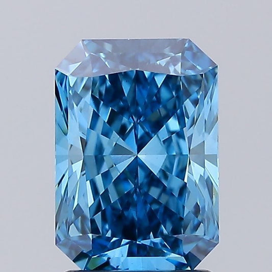 Lab-Grown Radiant Diamond - 2.04 Carats, Fancy Vivid Blue Color, VS1 Clarity - Certified by IGI - Report Number: LG675594261