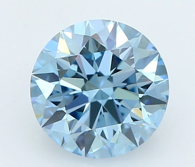 Lab-Grown Round Diamond - 0.62 Carats, Fancy Vivid Blue Color, VVS1 Clarity - Certified by IGI - Report Number: LG663402302
