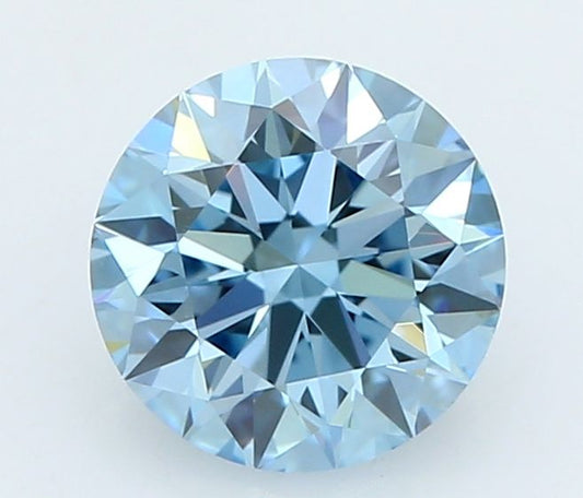Lab-Grown Round Diamond - 0.62 Carats, Fancy Vivid Blue Color, VVS1 Clarity - Certified by IGI - Report Number: LG663402302