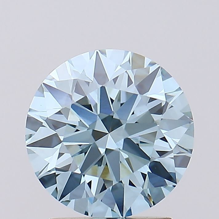 Lab-Grown Round Diamond - 2.05 Carats, Fancy Vivid Blue Color, VS1 Clarity - Certified by IGI - Report Number: LG607390837