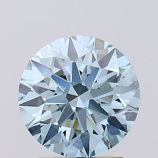 Lab-Grown Round Diamond - 2.05 Carats, Fancy Vivid Blue Color, VS1 Clarity - Certified by IGI - Report Number: LG607390837