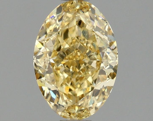 Lab-Grown Oval Diamond - 1.56 Carats, Fancy Vivid Yellow Color, VVS2 Clarity - Certified by IGI - Report Number: LG674503511