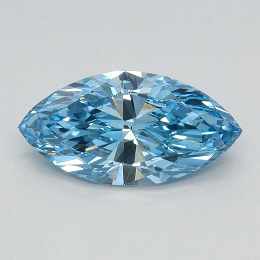 Lab-Grown Marquise Diamond - 0.72 Carats, Fancy Vivid Blue Color, VVS2 Clarity - Certified by IGI - Report Number: LG626424618