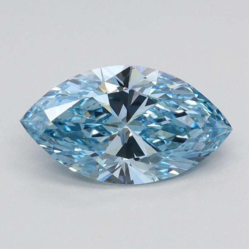 Lab-Grown Marquise Diamond - 0.79 Carats, Fancy Vivid Blue Color, VVS2 Clarity - Certified by IGI - Report Number: LG626424727