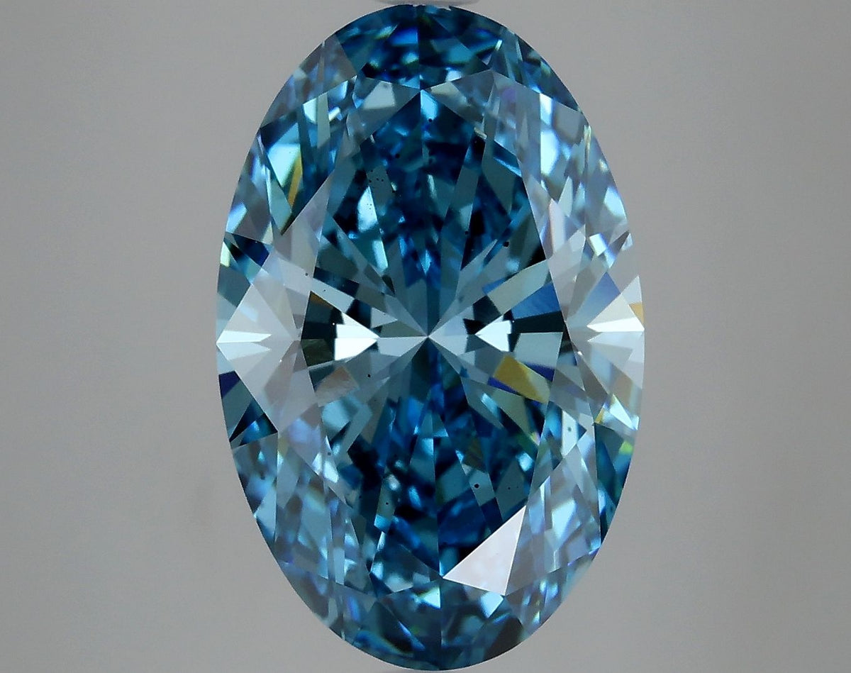 Lab-Grown Oval Diamond - 6.59 Carats, Fancy Vivid Blue Color, VS2 Clarity - Certified by IGI - Report Number: LG616420442
