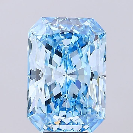 Lab-Grown Radiant Diamond - 7.05 Carats, Fancy Vivid Blue Color, VS1 Clarity - Certified by IGI - Report Number: LG668406976