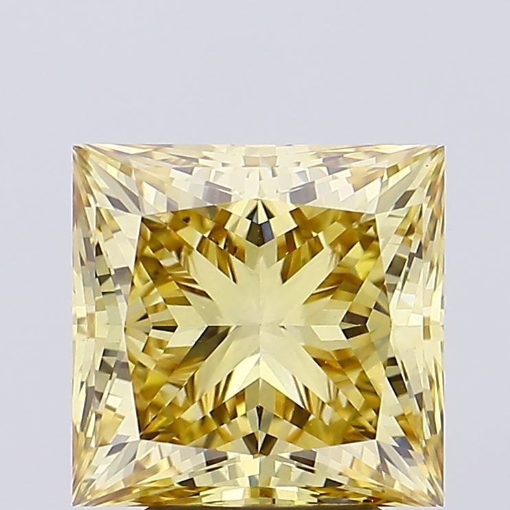 Lab-Grown Princess Diamond - 4.59 Carats, Fancy Intense Brownish Yellow Color, VS1 Clarity - Certified by IGI - Report Number: LG654471766
