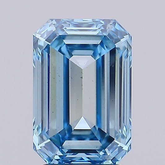 Lab-Grown Emerald Diamond - 2.6 Carats, Fancy Intense Blue Color, VS1 Clarity - Certified by IGI - Report Number: LG620498181