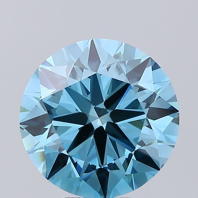 Lab-Grown Round Diamond - 7.01 Carats, Fancy Vivid Blue Color, VS1 Clarity - Certified by IGI - Report Number: LG675561209
