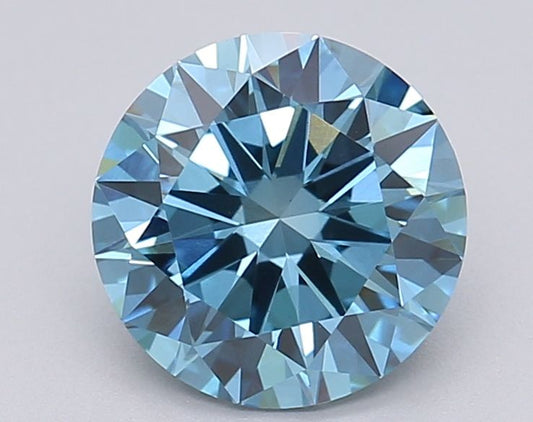 Lab-Grown Round Diamond - 1.47 Carats, Fancy Vivid Blue Color, VS1 Clarity - Certified by IGI - Report Number: LG618485727
