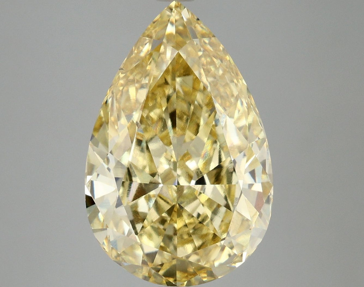 Lab-Grown Pear Diamond - 7.14 Carats, Fancy Vivid Yellow Color, VS2 Clarity - Certified by IGI - Report Number: LG669460920