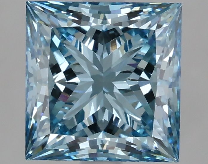 Lab-Grown Princess Diamond - 2.89 Carats, Fancy Vivid Blue Color, VS1 Clarity - Certified by IGI - Report Number: LG633407264