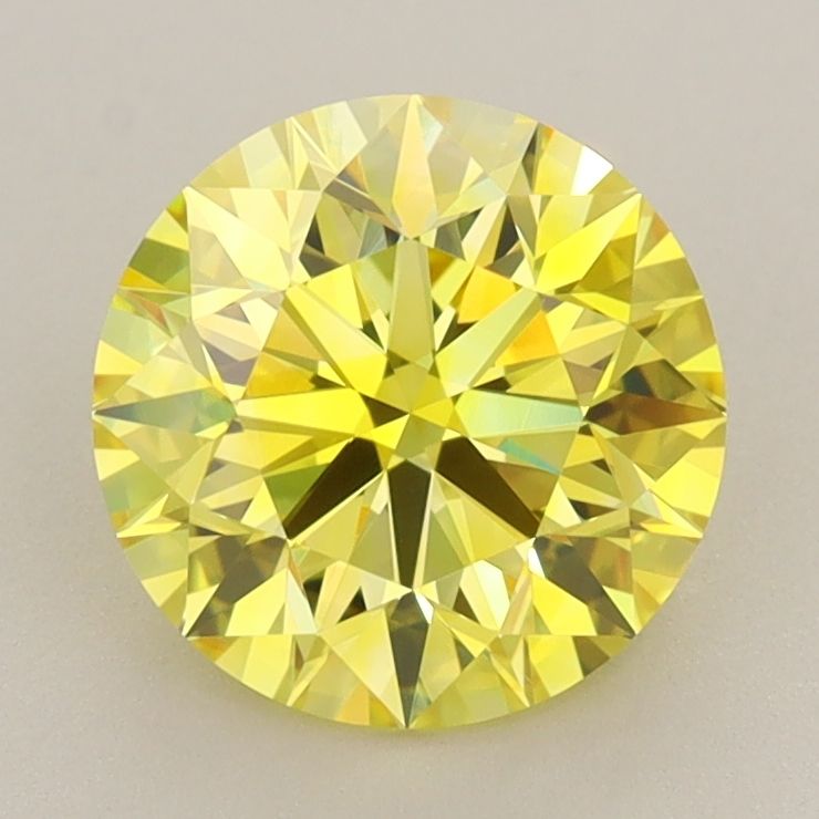 Lab-Grown Round Diamond - 2.0 Carats, Fancy Vivid Yellow Color, VVS2 Clarity - Certified by IGI - Report Number: LG640442416